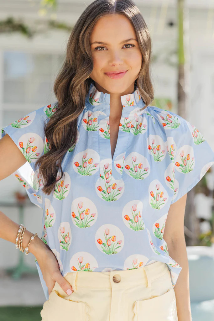 Feeling Extra Lovely Blue Blouse | The Mint Julep Boutique