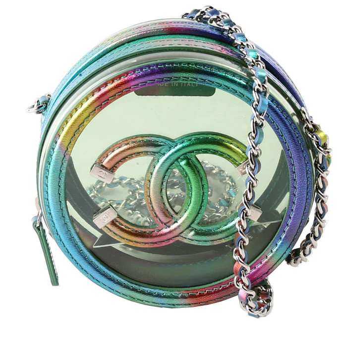 Filigree Round With Chain PVC Lambskin 29M Rainbow | Keeks Designer Handbags