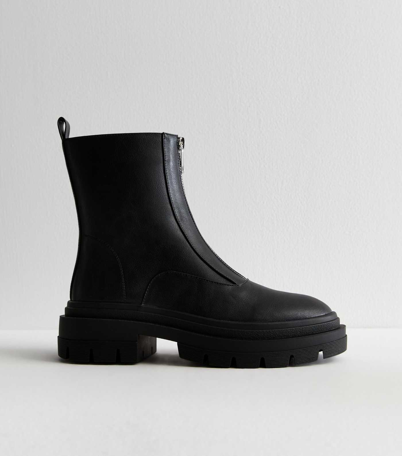 Black Chunky Zipped Ankle Boots | New Look | New Look (UK)