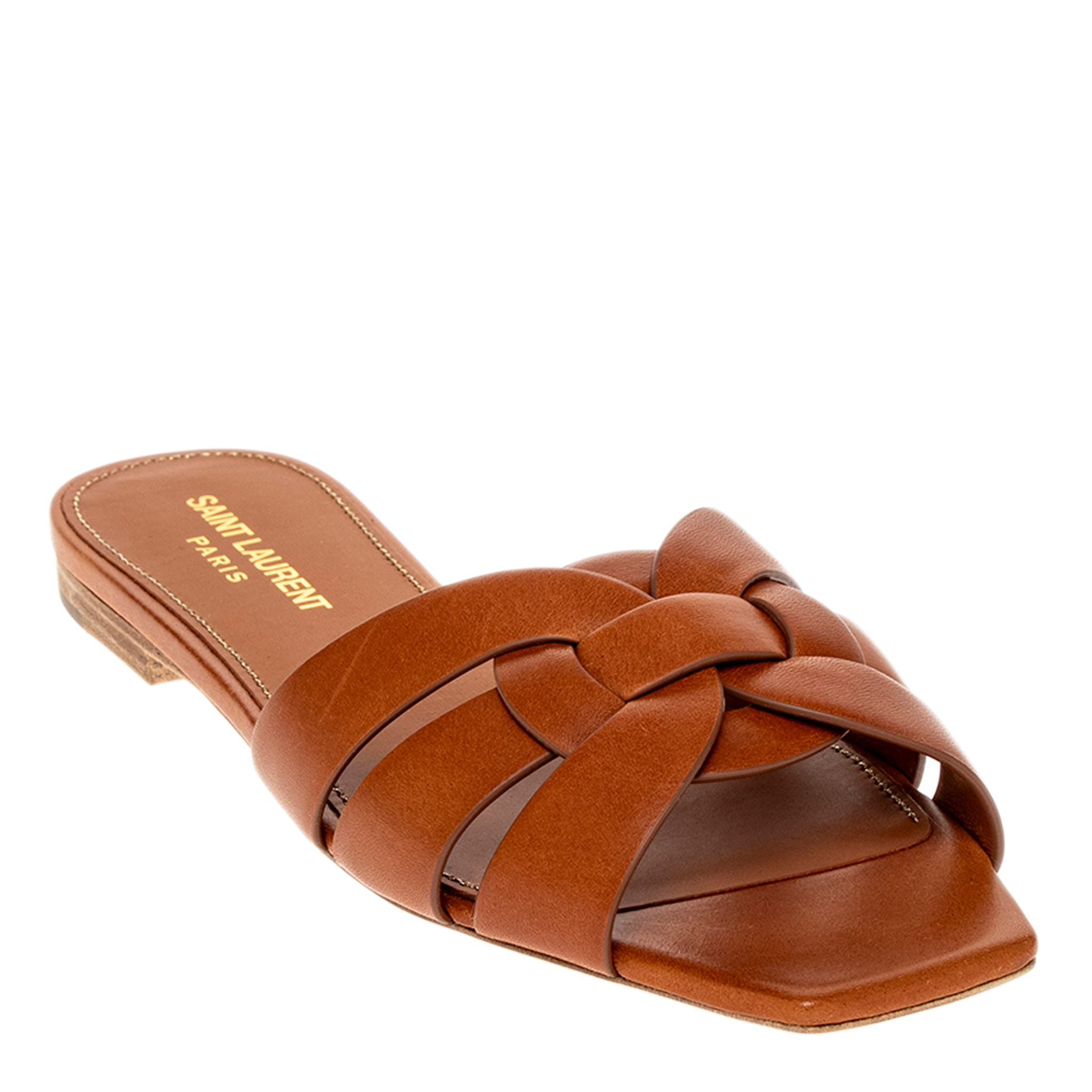 Saint Laurent Tribute Flat Sandals | Overstock