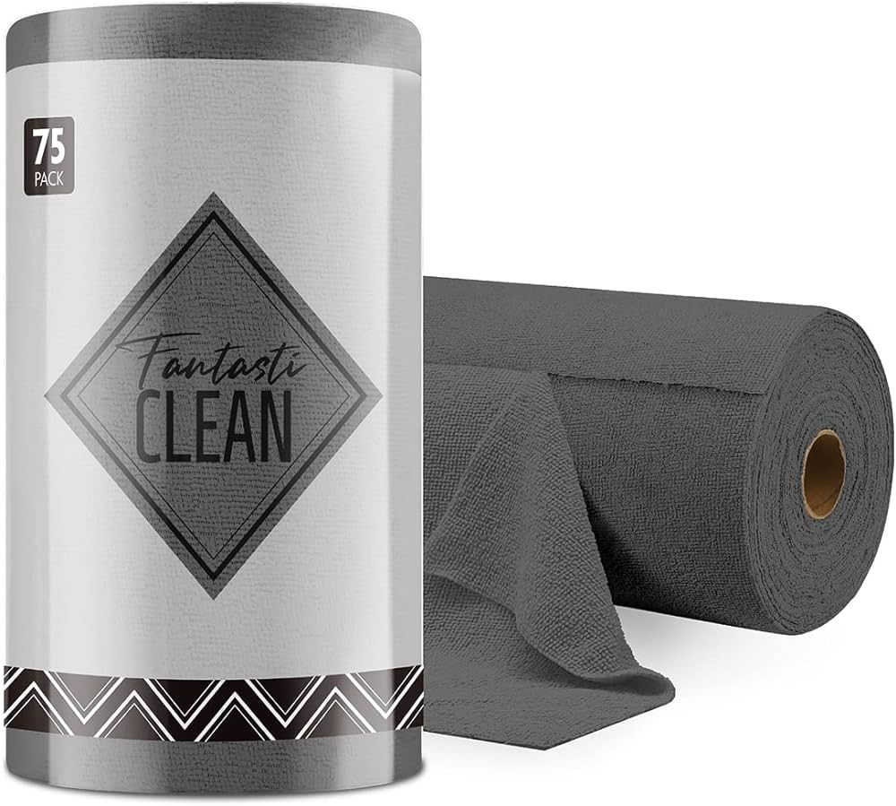 Fantasticlean Microfiber Cleaning Cloth Roll -75 Pack, Tear Away Towels, 12" x 12", Reusable Wash... | Amazon (US)