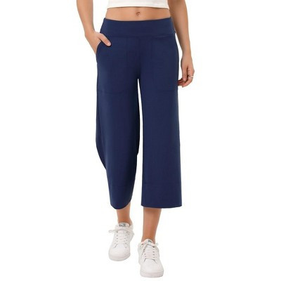 YESFASHION Wide Leg Capri Pants for Women Pull on Loose Lounge Yoga Workout Elastic Waist Cropped Pants with Pockets | Target