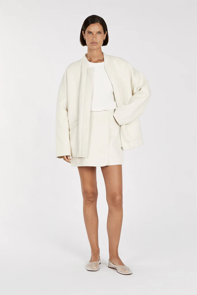 JERI CREAM WOOL BLEND MINI SKIRT | DISSH