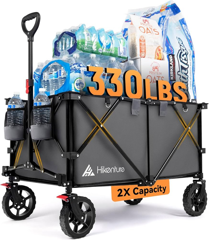 Hikenture Collapsible Wagon - 330LBS Capacity, Extra Large Foldable Wagon with All-Terrain Wheels... | Amazon (US)