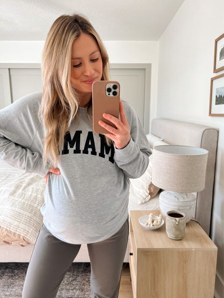 Sweatshirt: medium
Joggers:  usually a 2 but sized up a to a 4 for the bump! 

#LTKunder100 #LTKbaby #LTKbump