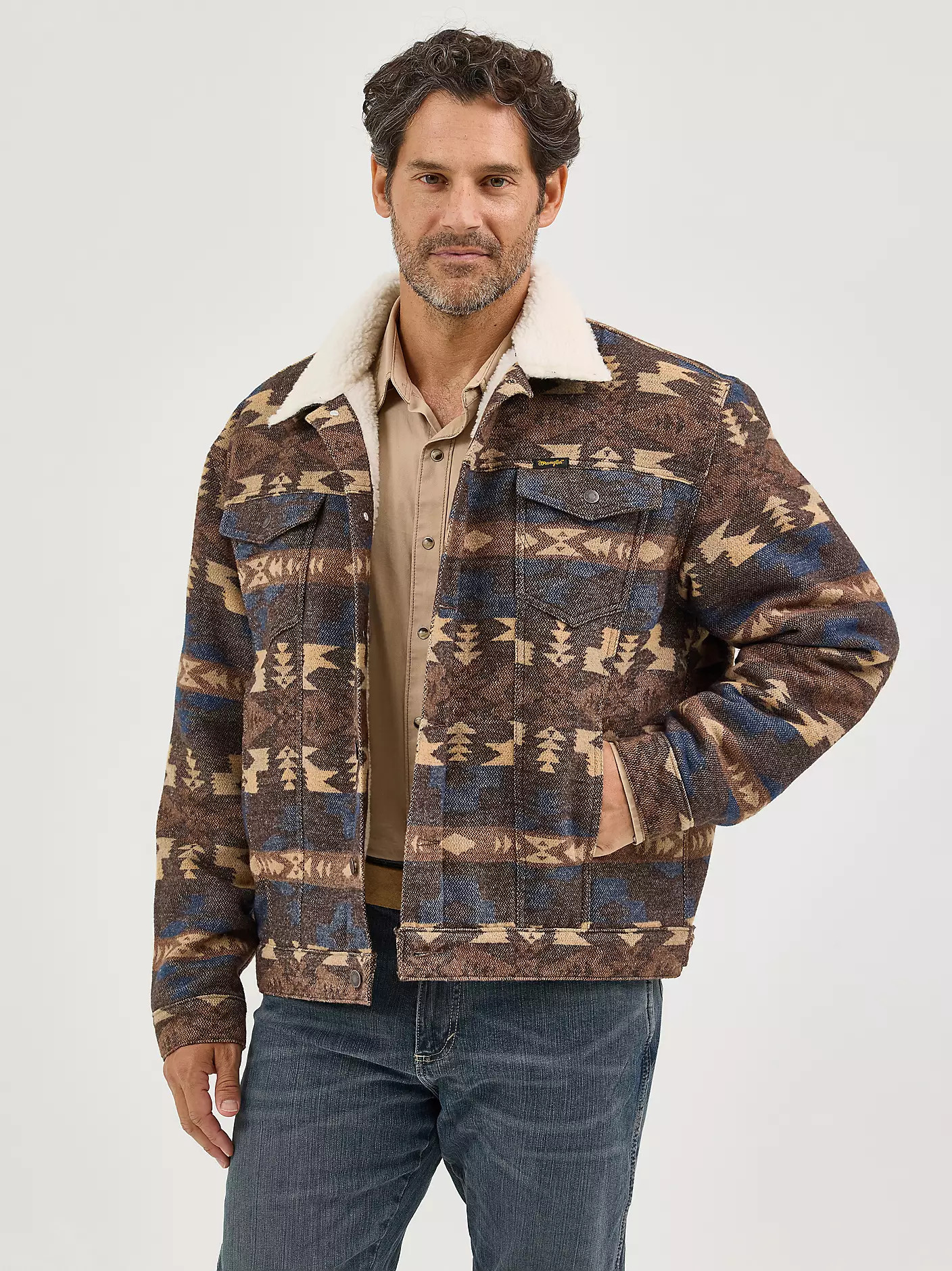 Men's Wrangler® Sherpa Lined Jacquard Print Jacket | Wrangler