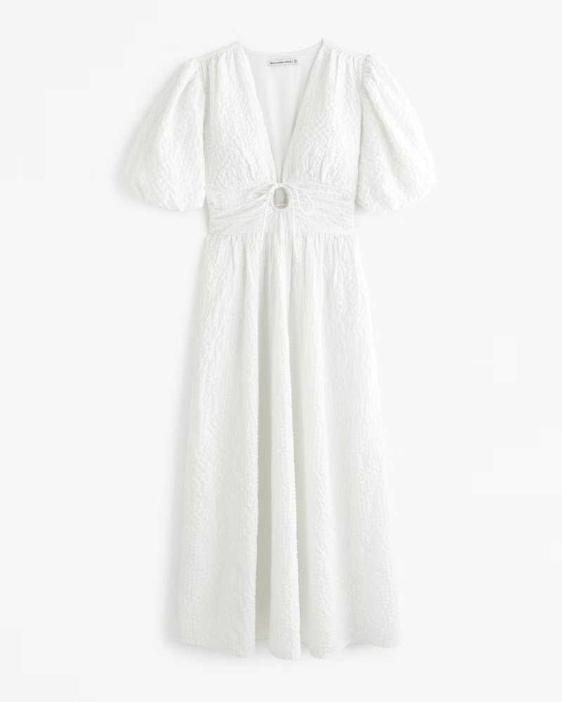 Tie-Front Textured Maxi Dress | Abercrombie & Fitch (US)