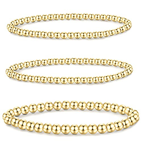 MOROTOLE 5PCS Bracelets Set for Women Men Adjustable Hypoallergenic Stackable Stretch Bracelet Cuban Chunky Flat Link Chain Beaded Punk Bracelets Jewelry Gifts for Womens | Amazon (US)