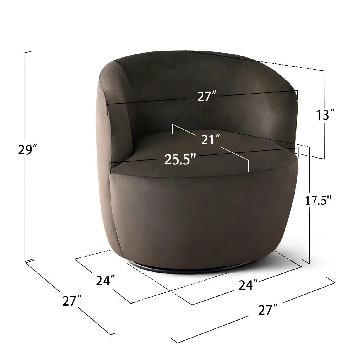 27" Wide Velvet Swivel Barrel Accent Chair (Set Of 2) | Wayfair North America