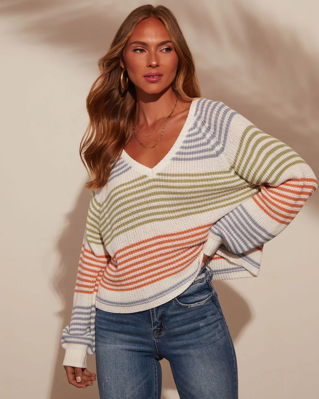 Yara Striped Oversized Pullover Sweater | VICI