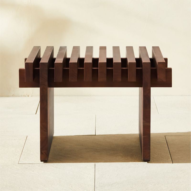 Taiko Stained Teak Outdoor Side Table | CB2 | CB2