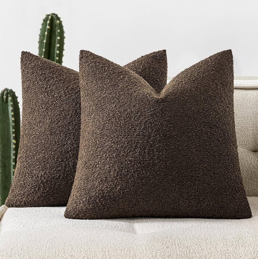 Woaboy Pack of 2 20x20 Inch Decorative Boucle Throw Pillow Covers Textured Square Pillowcaes Acce... | Amazon (US)