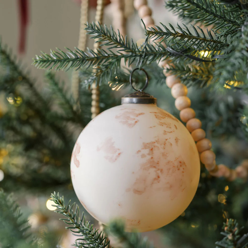 Marble Matte Cream Glass Ornament | CG Hunter