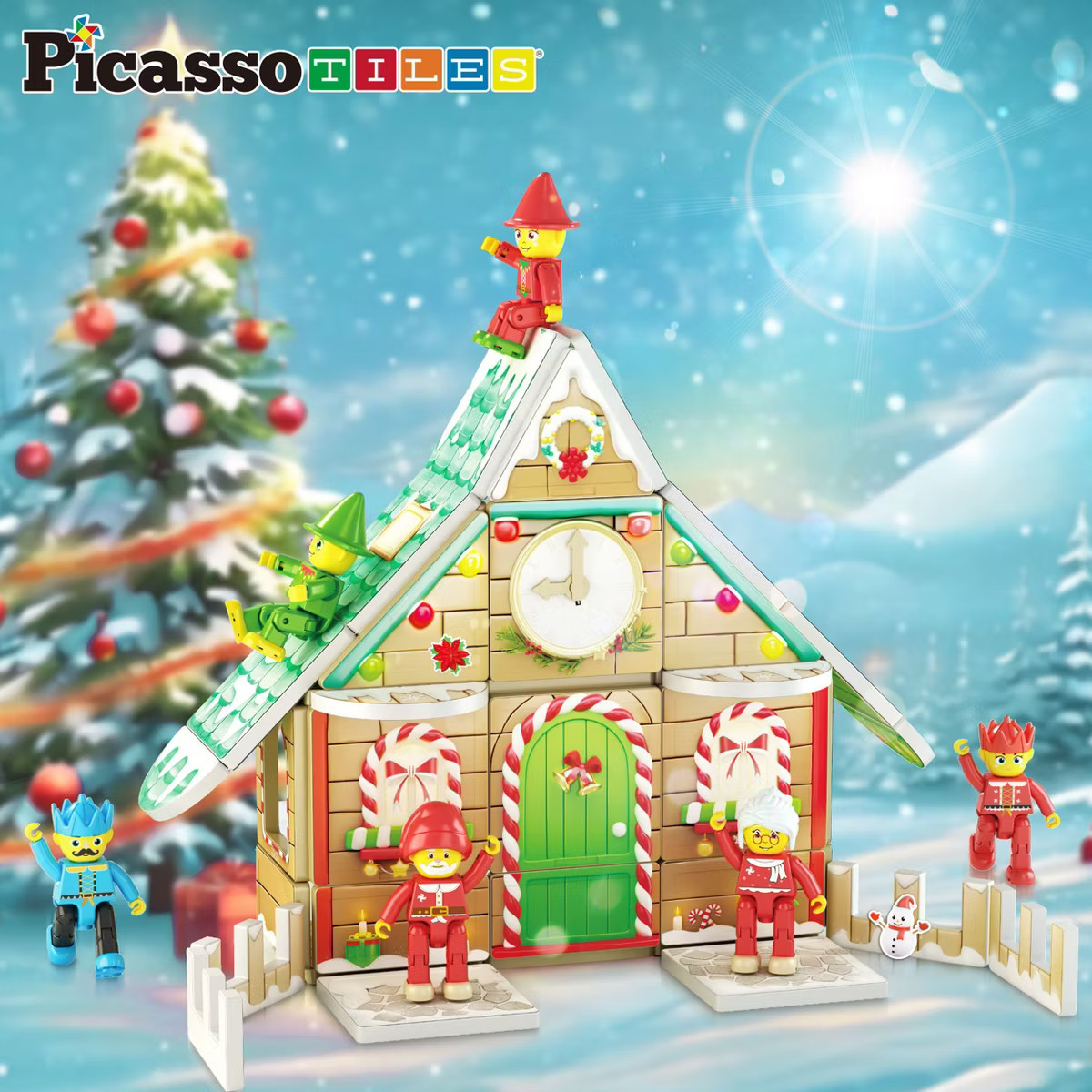PICASSO-TILES Magnetic Tiles for Kids – Christmas House Theme 50PCS STEM Construction Building ... | Target