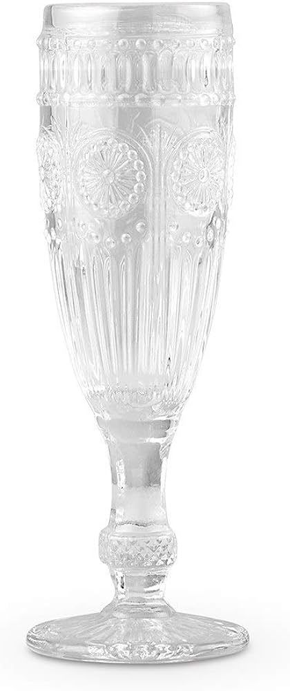 WEDDINGSTAR Vintage Style Pressed Glass Champagne Flute 6oz - Clear | Amazon (US)