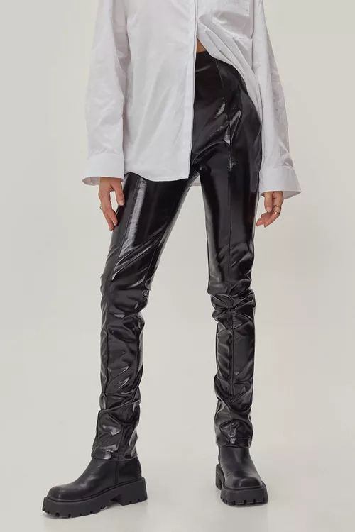 Vinyl Split Hem Straight Leg Trouser | Nasty Gal (US)