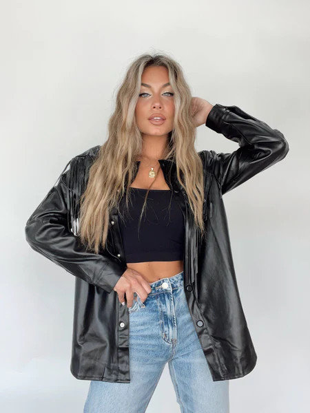 Feeling Edgy Fringe Shacket | Lane 201 Boutique
