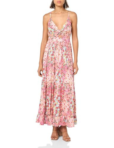 Angie Women's Floral Maxi Dress with Cutout, Pink | Amazon (US)