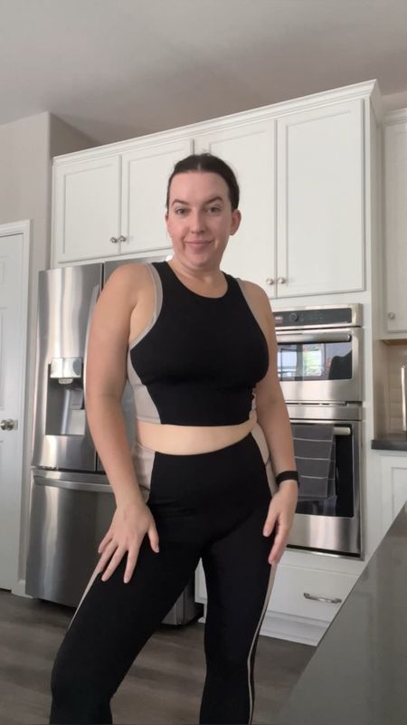 Beige & black colorblock workout set / Walmart finds / midsize activewear / I wear size L in the top and size XL in the bottoms 

#LTKFind #LTKfitness #LTKmidsize