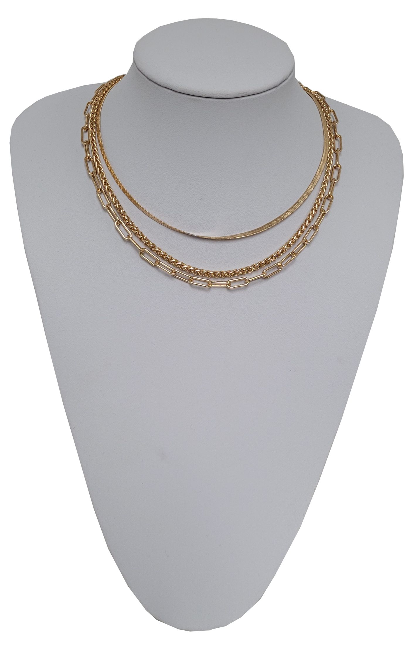 Time and Tru Women's Gold Tone 16"Adjustable Layering Chain Necklace. 16",17"18" Layer Necklace m... | Walmart (US)