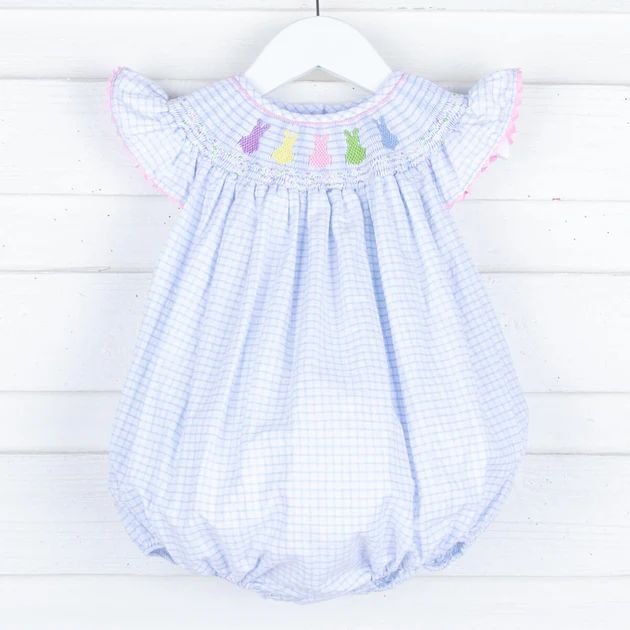 Peeps Smocked Blue Gingham Bubble | Classic Whimsy