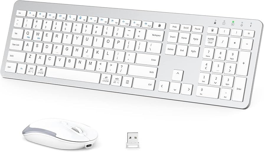 iClever GK08 Wireless Keyboard and Mouse - Rechargeable, Ergonomic, Quiet, Full Size Design with ... | Amazon (US)
