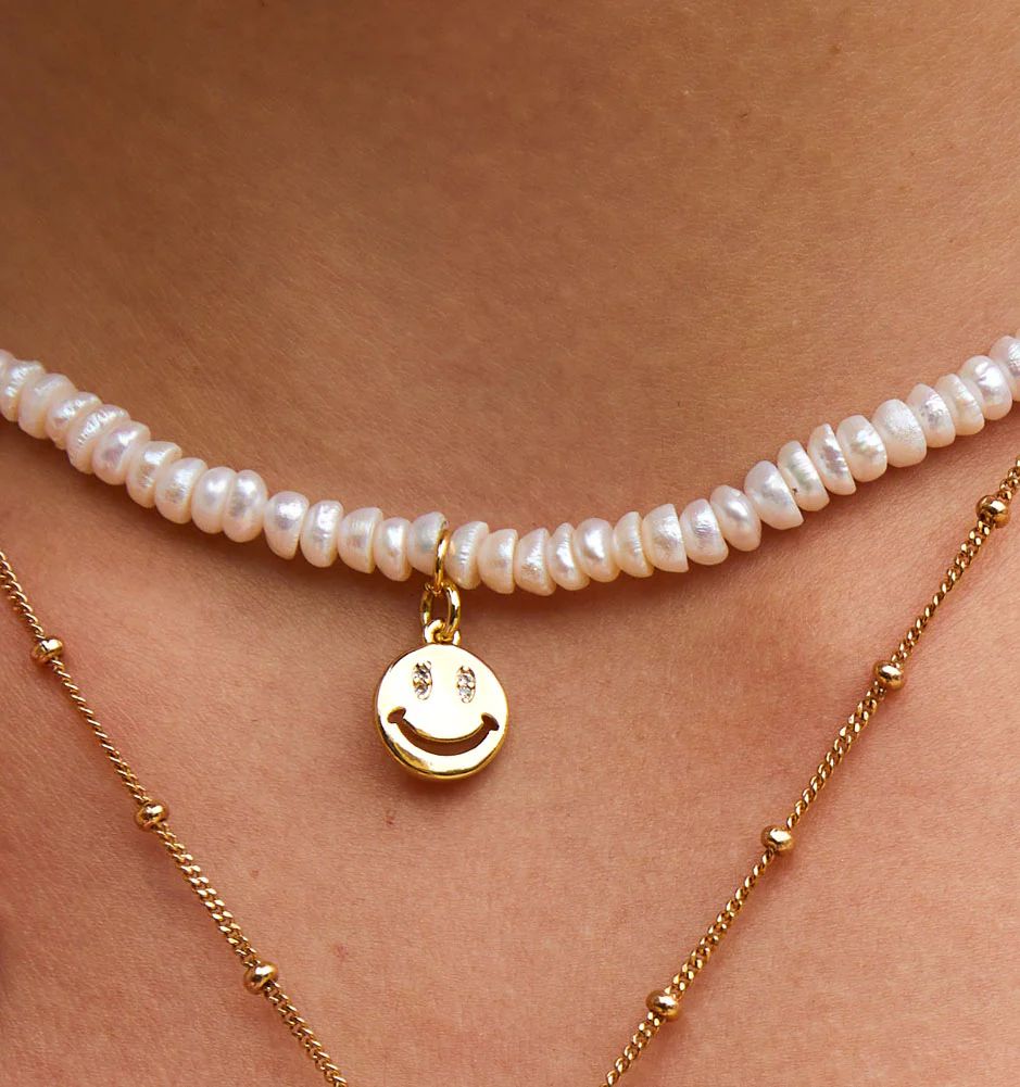 Smiley Face Necklace With Pearls | Rellery