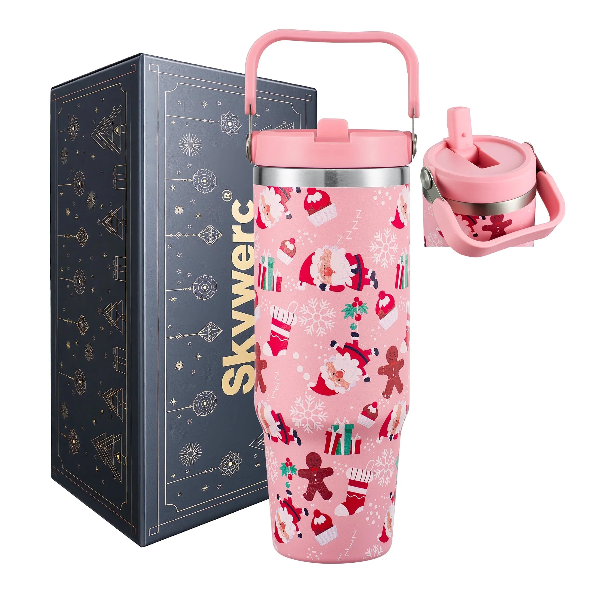 Skywerc 30 oz Christmas Tumbler with Handle, Double Wall Vacuum Insulated Tumbler with Flip Straw... | Walmart (US)