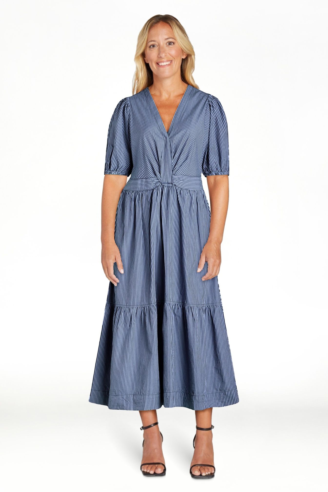 Free Assembly Women's Twist Front Cotton Midi Dress, Sizes XS-XXL | Walmart (US)