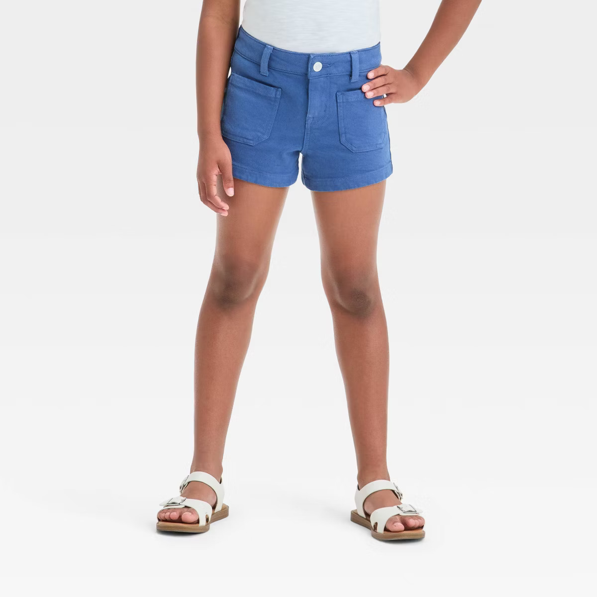 Girls' Mid-Rise Patch Pocket Cuffed Jean Shorts - Cat & Jack™ | Target