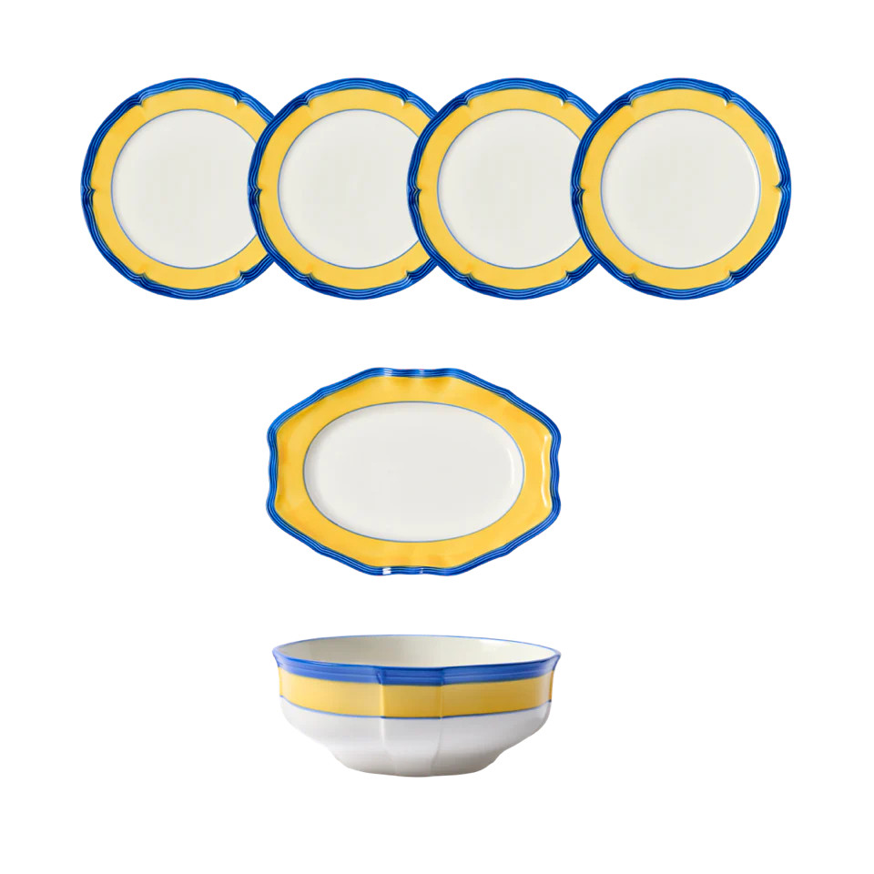 Yellow & Blue Soft Scallop Dining Set | In The Roundhouse