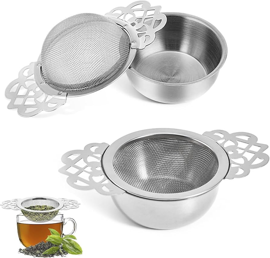2 Pack Small Fine Mesh Tea Strainers with Bowl, Stainless Steel Mesh Tea Infuser, Silvery Tea Str... | Amazon (CA)