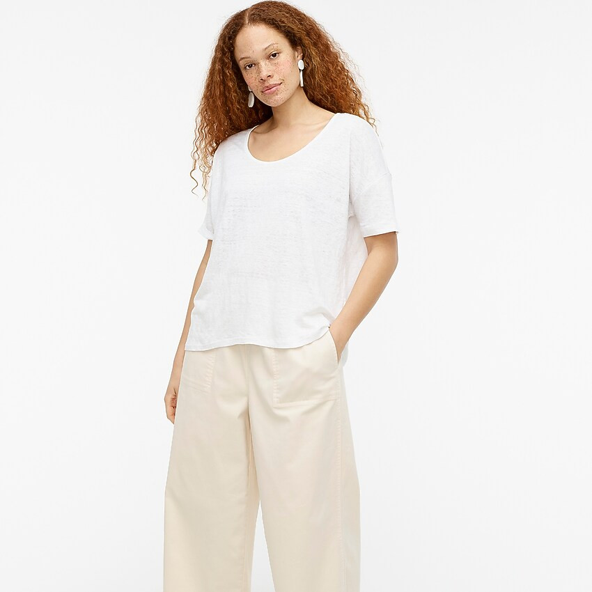 Relaxed linen scoopneck T-shirt | J. Crew US
