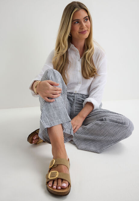 Womens Taupe Classic Buckle Footbed Sandals | Peacocks