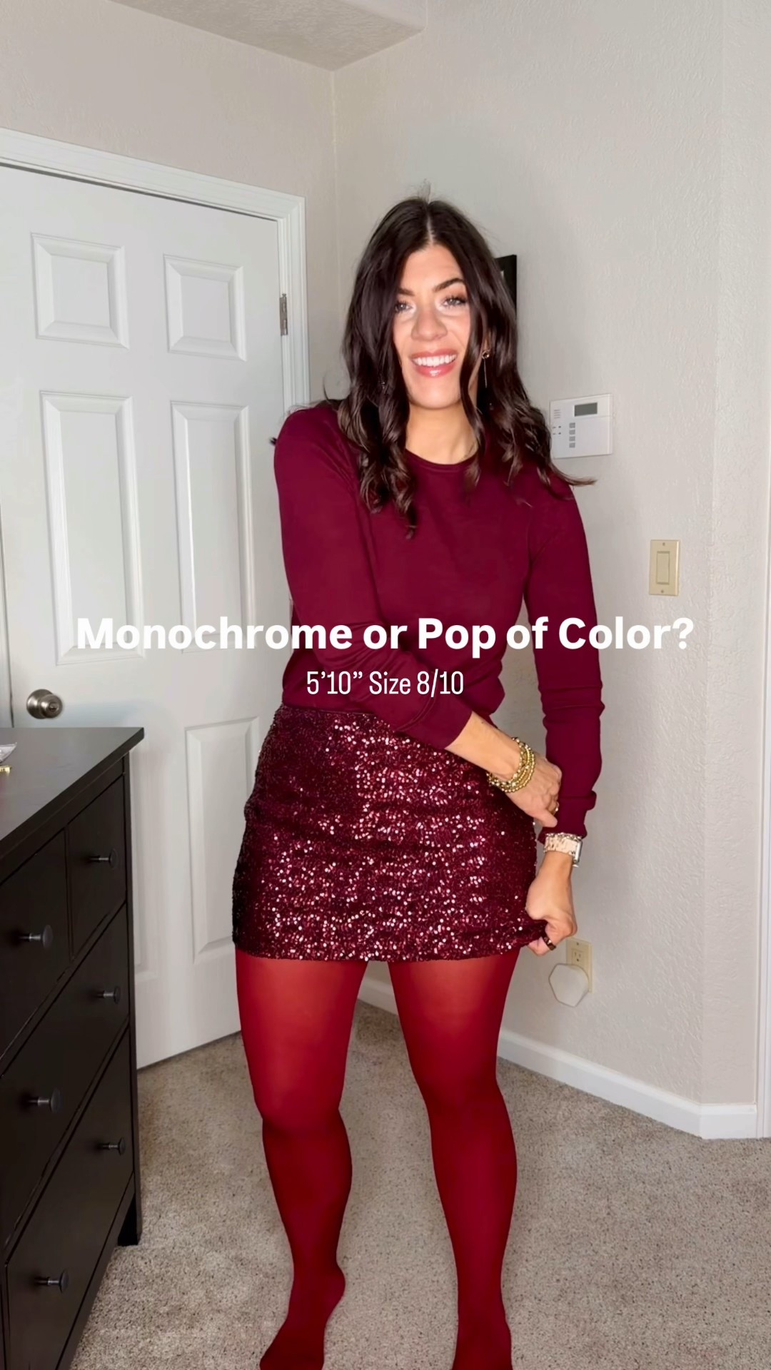 NYE outfit Inspi- monochrome vs pop of color
Tops-medium
Blazer-medium
Tights-large
Sequin skirt-large 

#LTKMidsize #LTKFindsUnder50 #LTKOver40