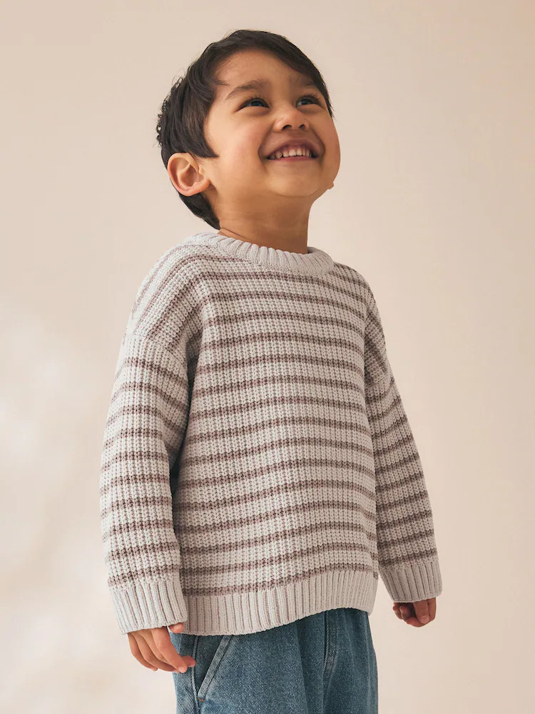 Neutral Chenille Stripe Knitted Crew Neck Jumper (3mths-7yrs) | Next US
