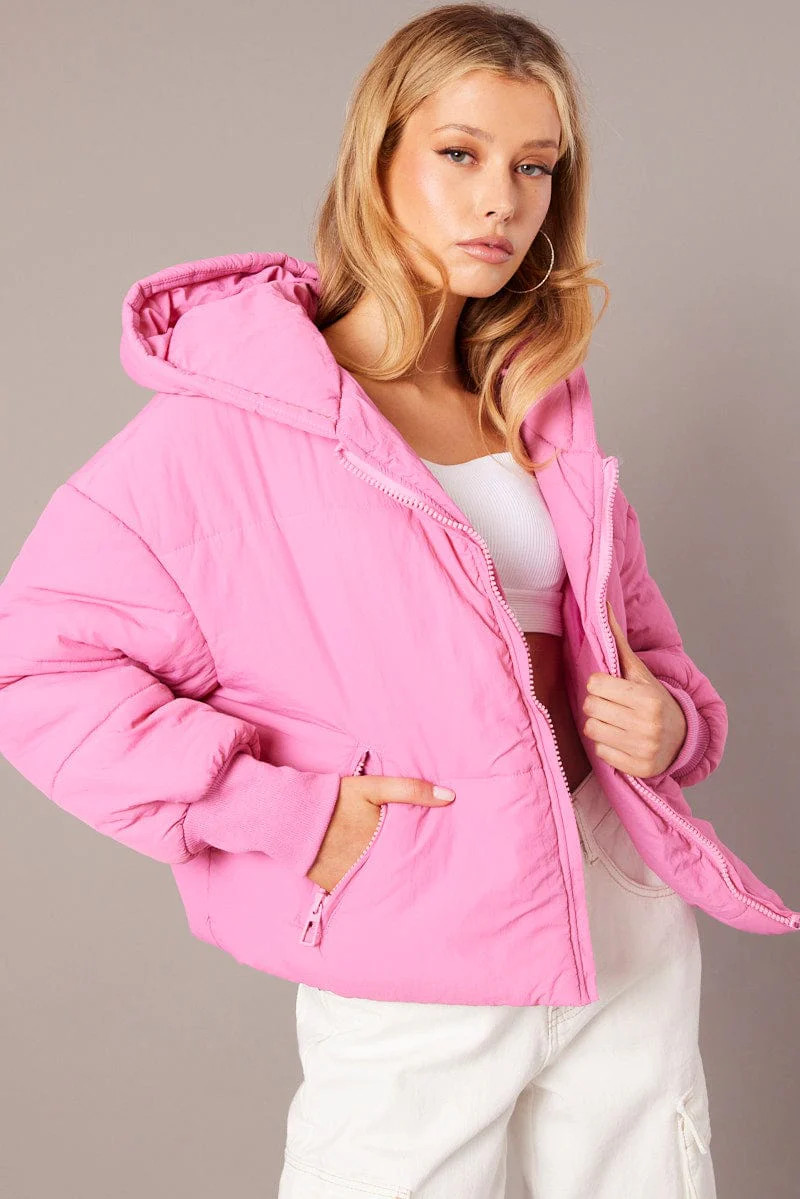 Pink Puffer with Long Sleeve | Ally Fashion (US, Australia & New Zealand)