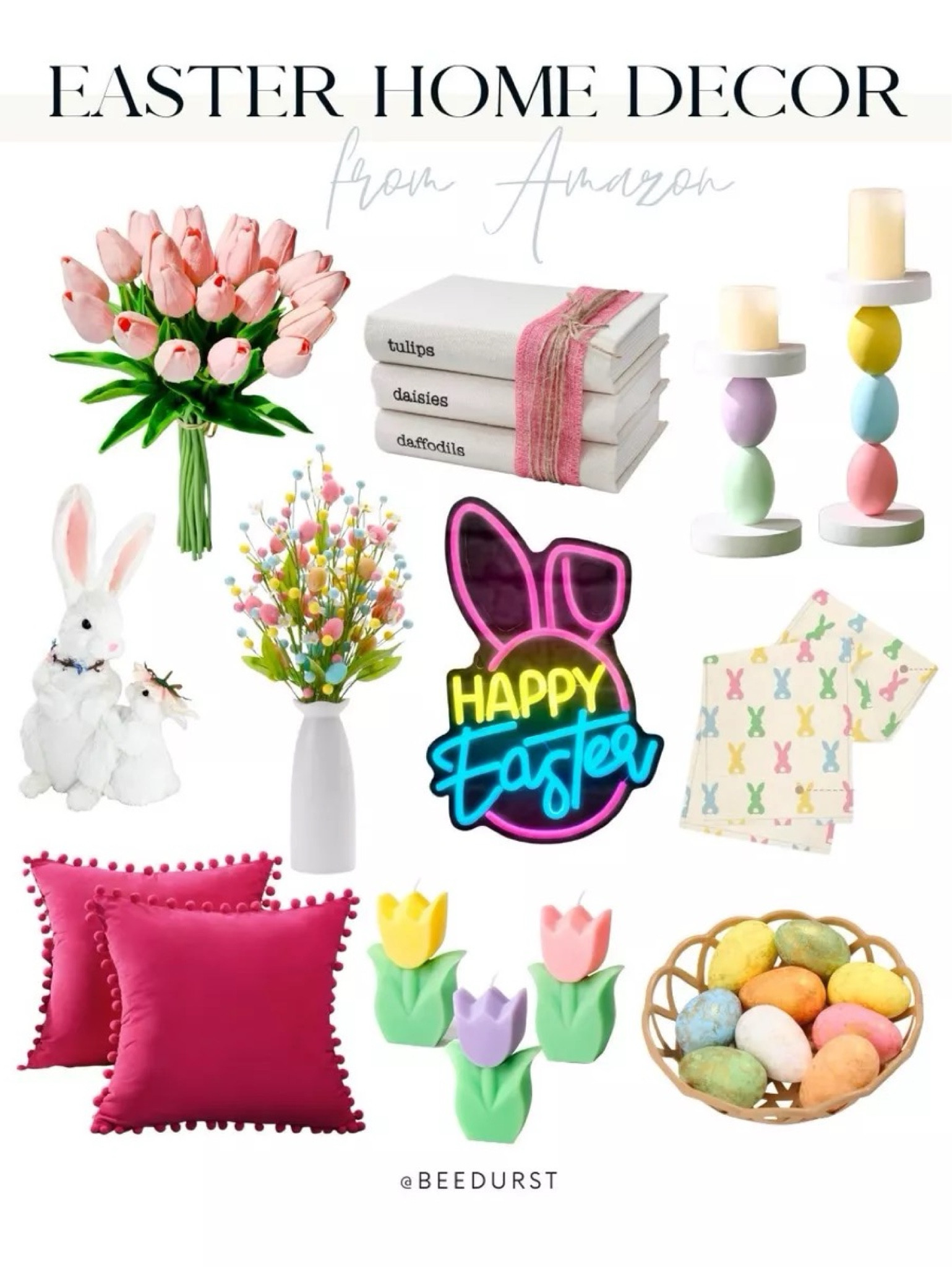 Easter decor available on Amazon prime! Amazon Easter decor, spring home decor, Easter egg decor, pastel home decor, color Easter decor, Easter table runner, Easter bunny decor, Easter throw pillows

#LTKfindsunder50 #LTKSeasonal #LTKhome