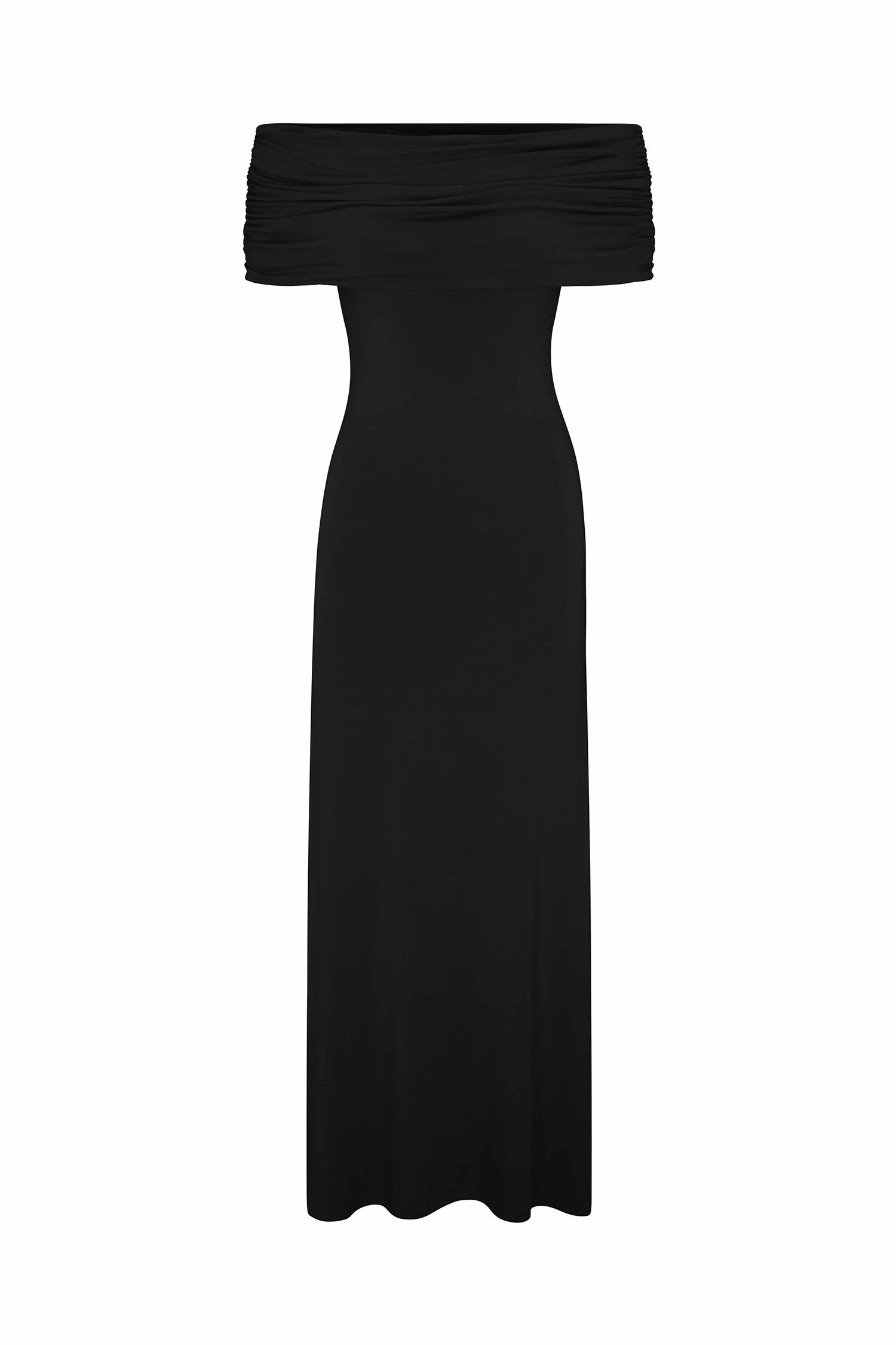 Ruched Off-The-Shoulder Maxi Dress in Compact Jersey | Anemos Swim (US)
