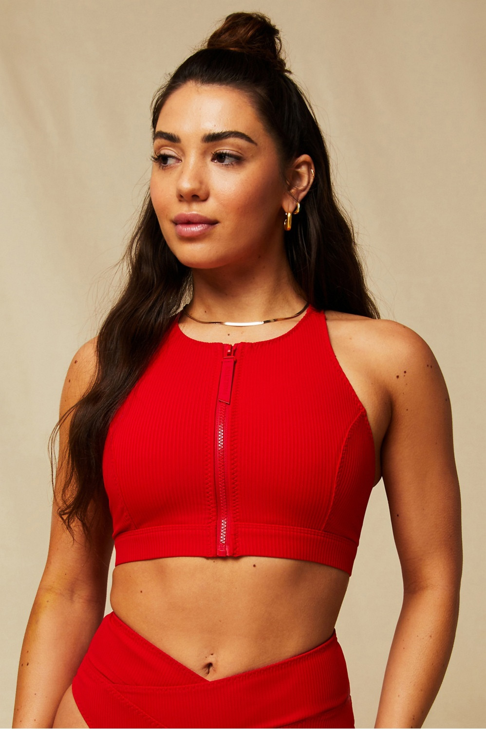 High Tide Zip-Front Swim Top | Fabletics - North America