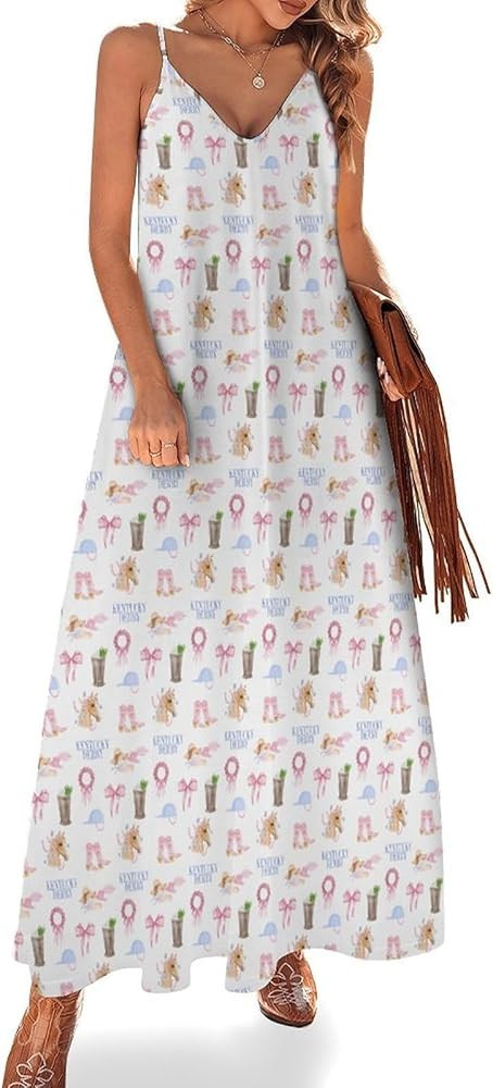 Kentucky 2026 Derby Long Dress Women Funny V Neck Tank Dresses Casual Sleeeveless Sundress | Amazon (US)