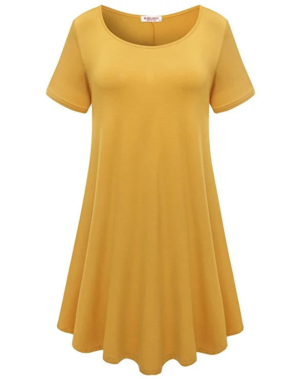 Womens Comfy Swing Tunic Short Sleeve Solid T-Shirt Dress | Walmart (US)