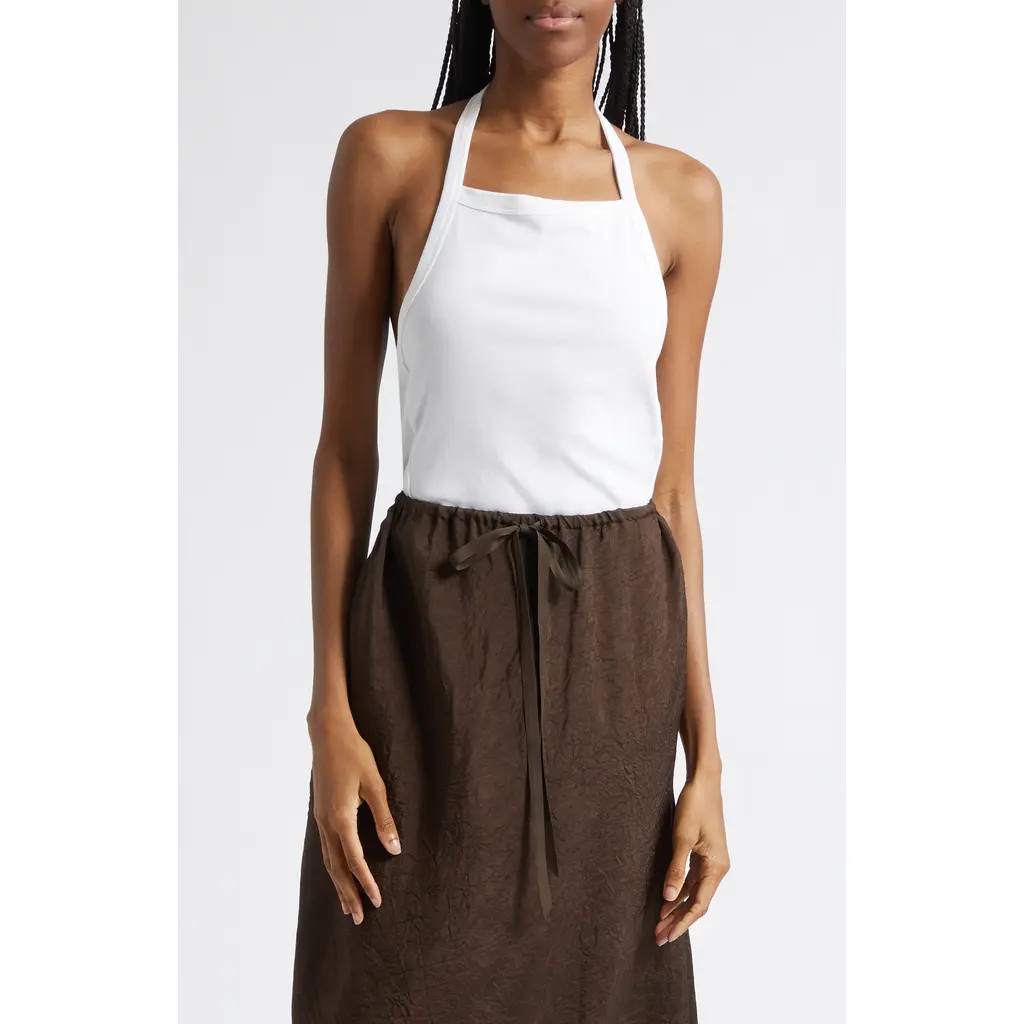 OSSOU Clovis Organic Cotton Halter Tank in Milk at Nordstrom, Size Small | Nordstrom