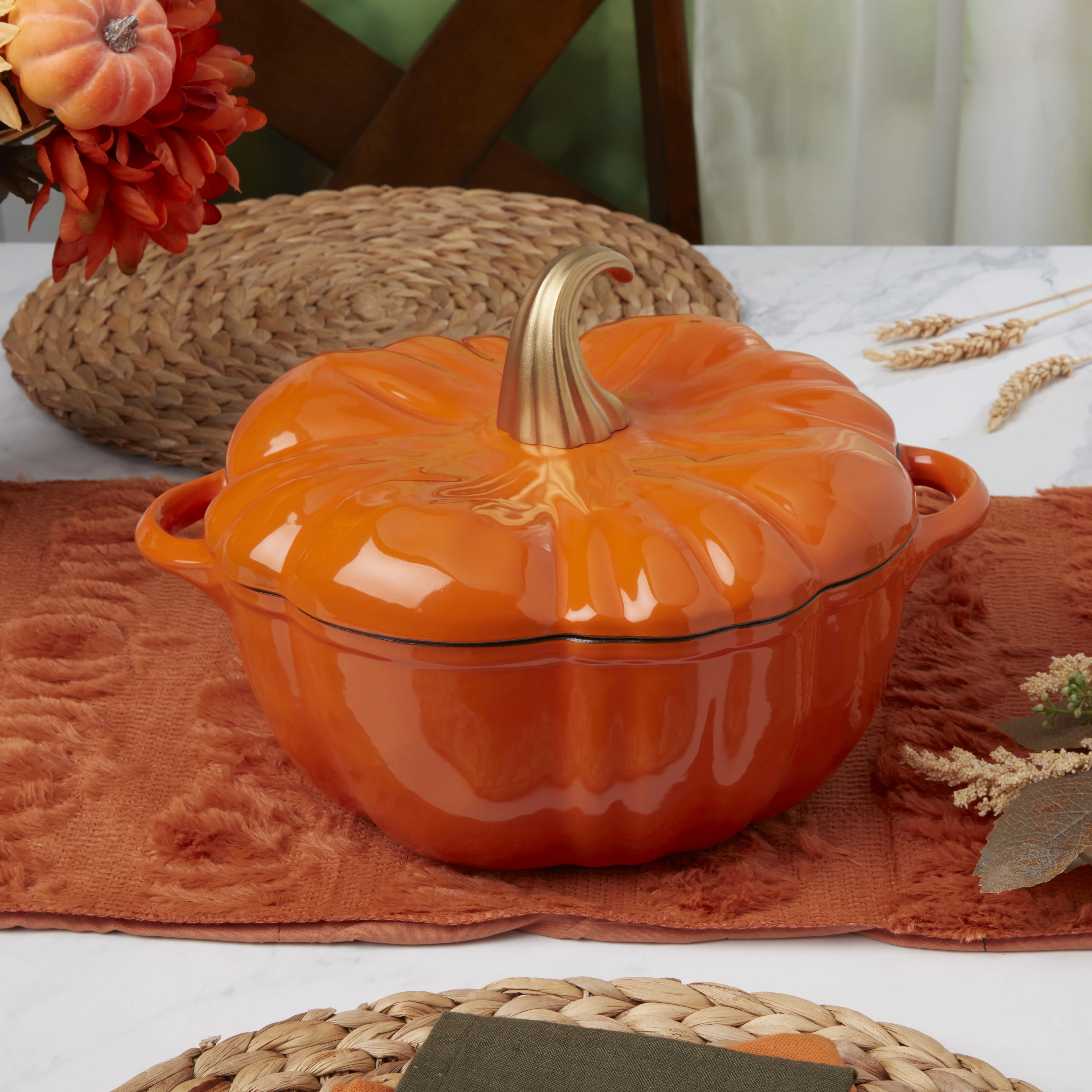 Smith and Clark Cast Iron Pumpkin Figural Dutch Oven | Wayfair North America