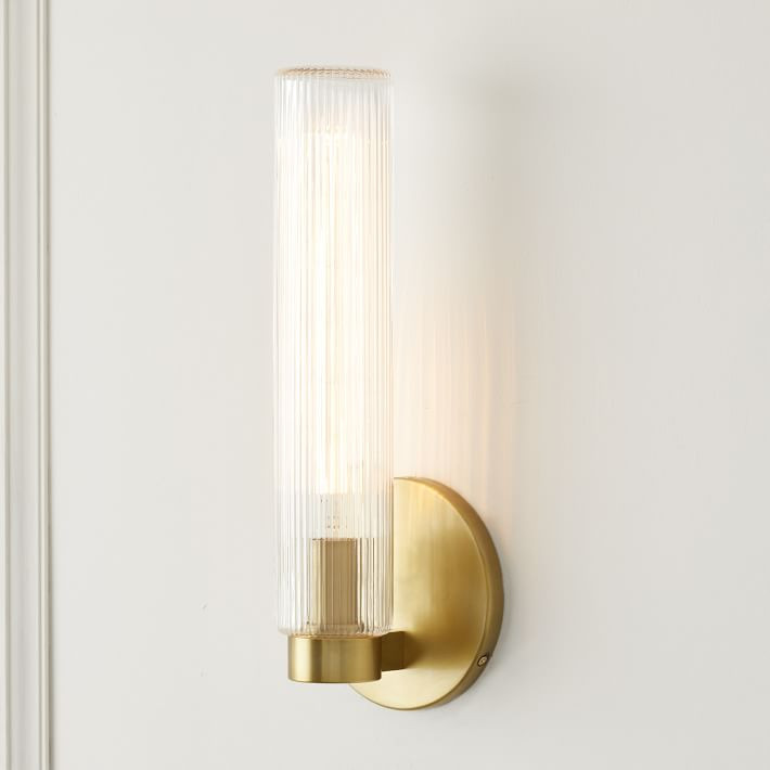 Fluted Glass Indoor/Outdoor Sconce (16") | West Elm (US)