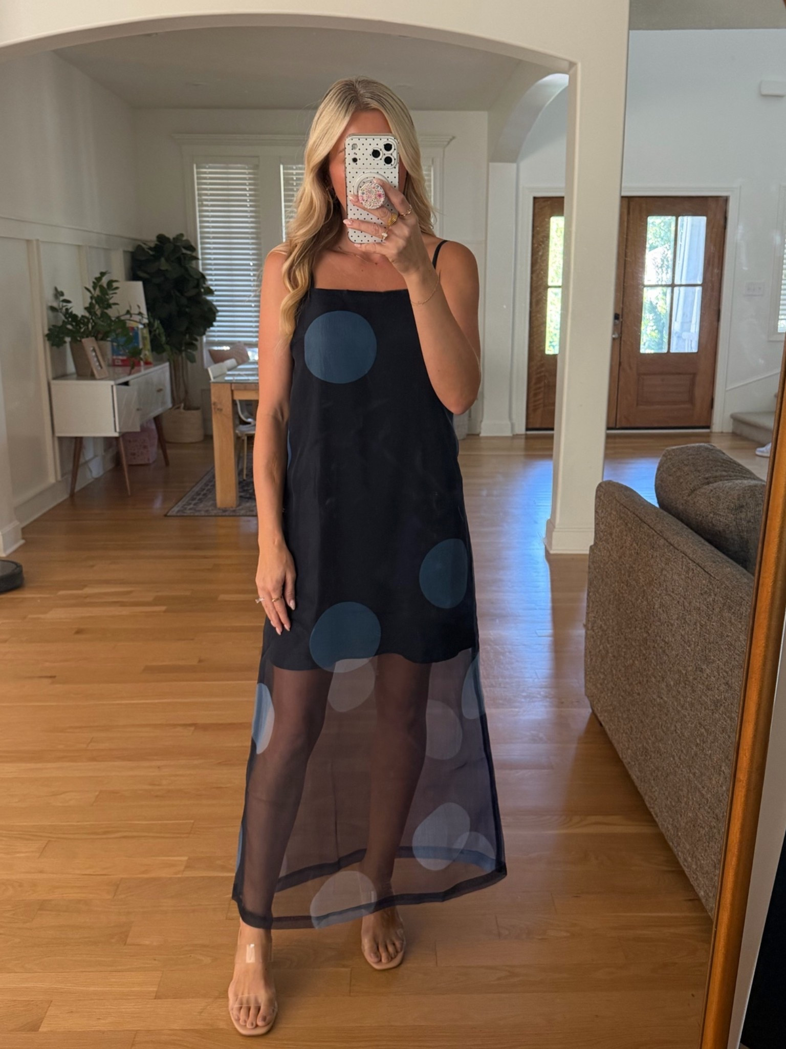 Headed to a baby shower for a sweet baby boy in the prettiest navy sheer polka dot dress from Metallic Market Boutique

#LTKootd #LTKOver40 #LTKWedding