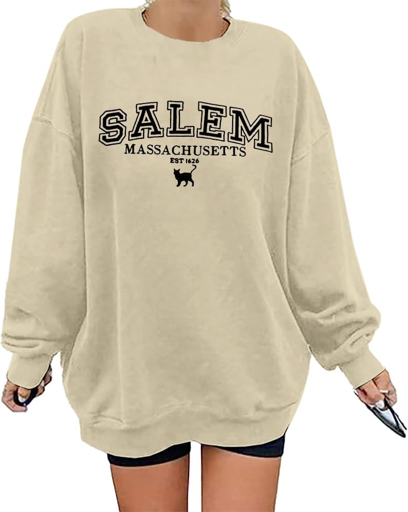 KIMSOONG Halloween Sweatshirts for Women Salem Massachusetts Shirt Fall Oversized Crewneck Sweats... | Amazon (US)
