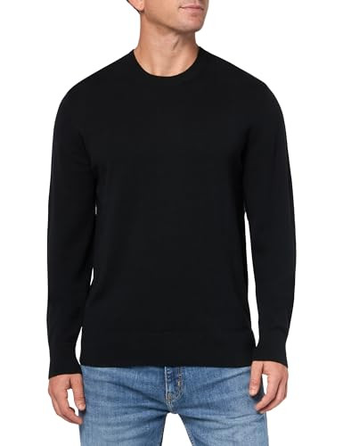 Calvin Klein Men's Supima Cotton Solid Monogram Logo Sweater Classic Black | Amazon (US)