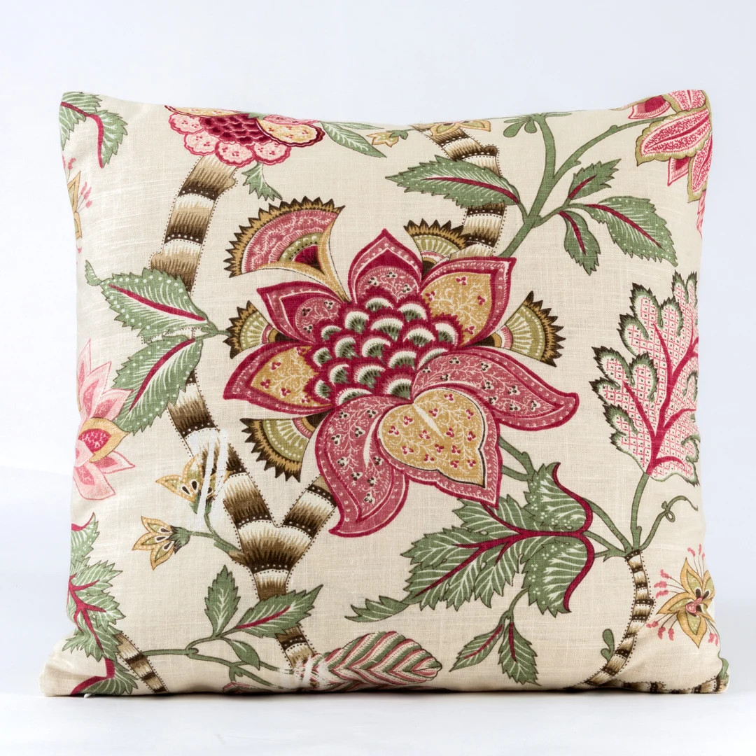 Floral pillow cover, green and  red pillow cover, P. Kaufmann fabric, designer pillow cover, deco... | Etsy (AU)