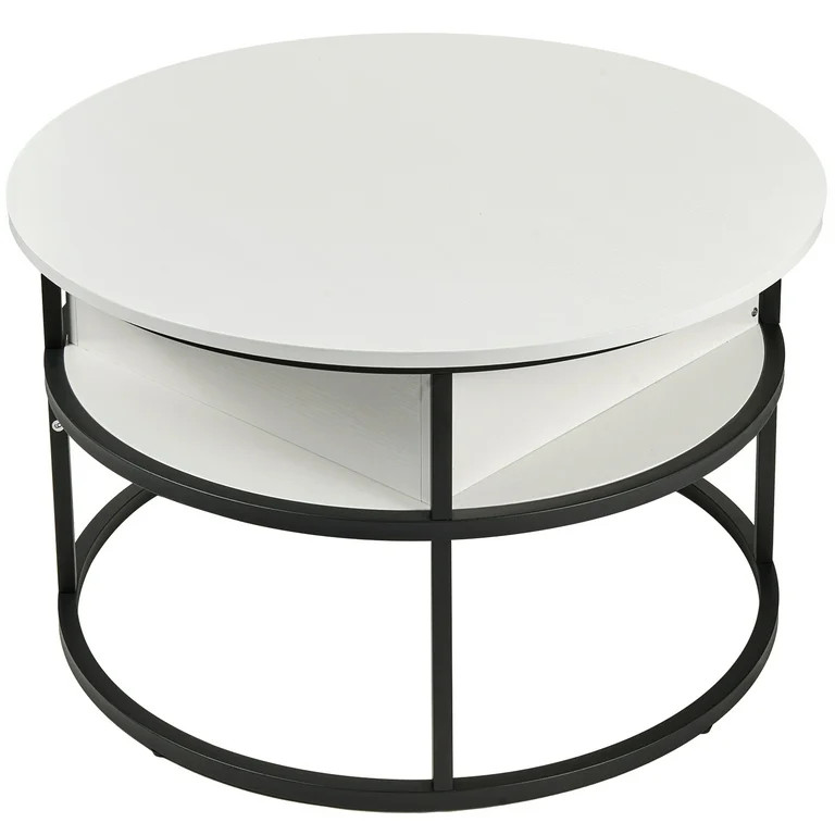 Round Lift Top Coffee Table with Storage, Industrial Wood Coffee Table with Metal Frame for Livin... | Walmart (US)